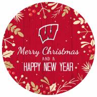 Wisconsin Badgers 12" Merry Christmas & Happy New Year Sign