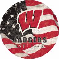 Wisconsin Badgers 12" Team Color Flag Circle Sign
