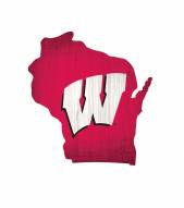 Wisconsin Badgers 12" Team Color Logo State Sign