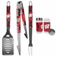 Wisconsin Badgers 3 Piece Tailgater BBQ Set and Salt and Pepper Shaker Set