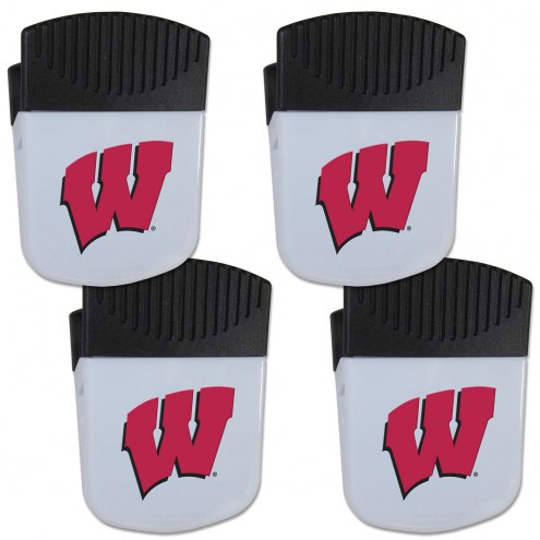 Wisconsin Badgers 4 Pack Chip Clip Magnet with Bottle Opener