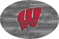Wisconsin Badgers 46" Distressed Wood Oval Sign
