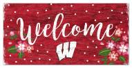 Wisconsin Badgers 6" x 12" Floral Welcome Sign