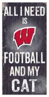 Wisconsin Badgers 6" x 12" Football & My Cat Sign
