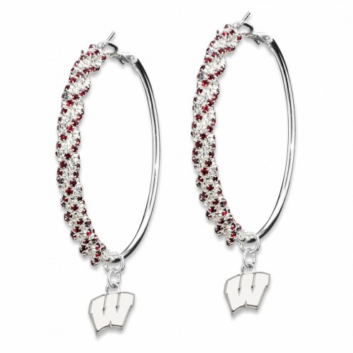 Wisconsin Badgers Amped Logo Crystal Earrings