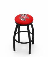 Wisconsin Badgers Black Swivel Bar Stool with Accent Ring