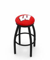 Wisconsin Badgers NCAA Black Swivel Bar Stool with Accent Ring
