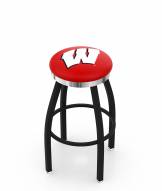 Wisconsin Badgers Black Swivel Barstool with Chrome Accent Ring