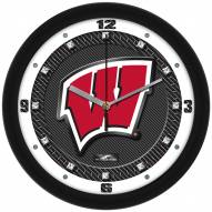 Wisconsin Badgers Carbon Fiber Wall Clock
