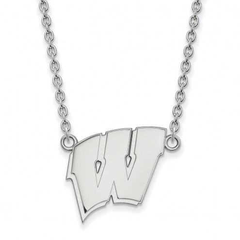Wisconsin Badgers Sterling Silver Large Pendant Necklace