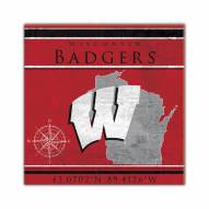 Wisconsin Badgers Coordinates 10" x 10" Sign