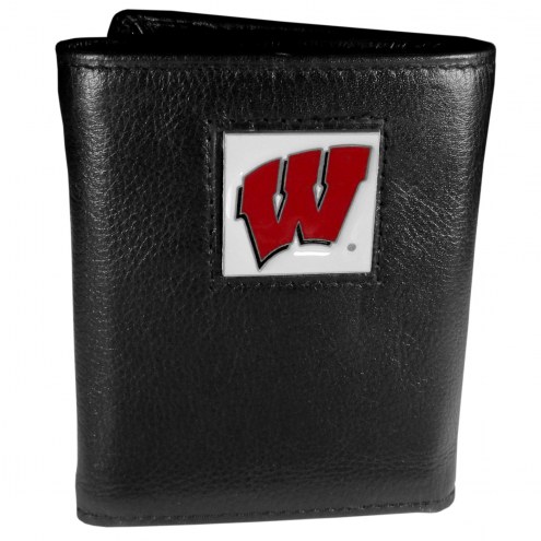 Wisconsin Badgers Deluxe Leather Tri-fold Wallet in Gift Box