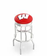 Wisconsin Badgers Double Ring Swivel Barstool with Ribbed Accent Ring