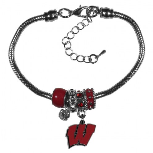 Wisconsin Badgers Euro Bead Bracelet