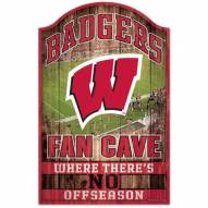 Wisconsin Badgers Fan Cave Wood Sign