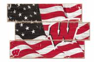 Wisconsin Badgers Flag 3 Plank Sign