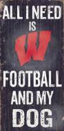 Wisconsin Badgers Football & Dog Wood Sign