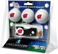 Wisconsin Badgers Golf Ball Gift Pack with Spring Action Divot Tool