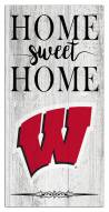 Wisconsin Badgers Home Sweet Home Whitewashed 6" x 12" Sign