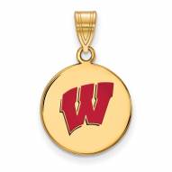 Wisconsin Badgers Sterling Silver Gold Plated Medium Pendant