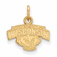 Wisconsin Badgers Sterling Silver Gold Plated Extra Small Pendant