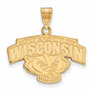 Wisconsin Badgers Sterling Silver Gold Plated Medium Pendant