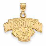 Wisconsin Badgers Sterling Silver Gold Plated Small Pendant