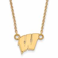 Wisconsin Badgers NCAA Sterling Silver Gold Plated Small Pendant Necklace