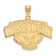 Wisconsin Badgers Sterling Silver Gold Plated Large Pendant
