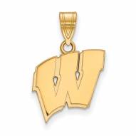 Wisconsin Badgers NCAA Sterling Silver Gold Plated Medium Pendant