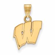 Wisconsin Badgers NCAA Sterling Silver Gold Plated Small Pendant