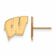 Wisconsin Badgers NCAA Sterling Silver Gold Plated Small Post Earrings