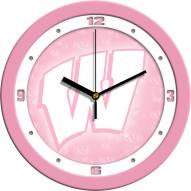 Wisconsin Badgers Pink Wall Clock