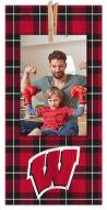 Wisconsin Badgers Plaid Clothespin 6" x 12" Sign