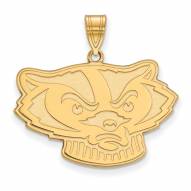 Wisconsin Badgers Sterling Silver Gold Plated Large Pendant
