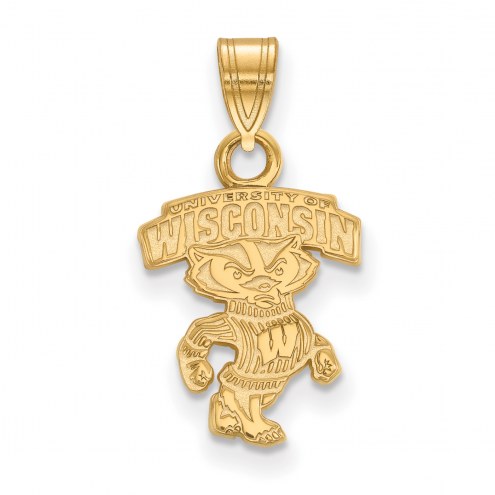 Wisconsin Badgers Sterling Silver Gold Plated Small Pendant