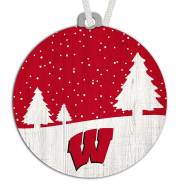 Wisconsin Badgers Snow Scene Ornament