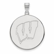 Wisconsin Badgers Sterling Silver Extra Large Disc Pendant