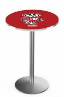 Wisconsin Badgers Stainless Steel Bar Table with Round Base