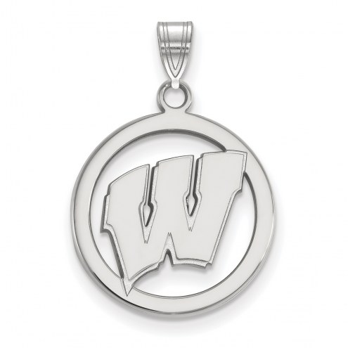 Wisconsin Badgers Sterling Silver Circle Pendant