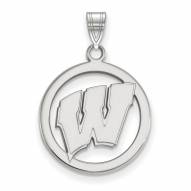 Wisconsin Badgers Sterling Silver Circle Pendant