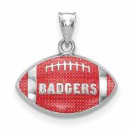 Wisconsin Badgers Sterling Silver Enameled Football Pendant