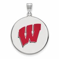 Wisconsin Badgers Sterling Silver Extra Large Enameled Disc Pendant