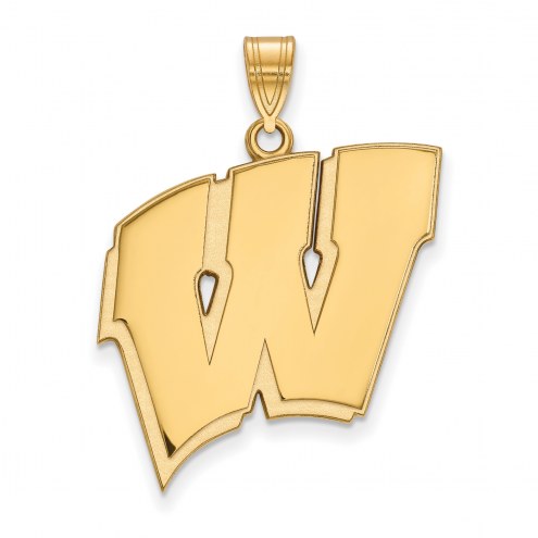 Wisconsin Badgers Sterling Silver Gold Plated Extra Large Pendant