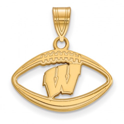 Wisconsin Badgers Sterling Silver Gold Plated Football Pendant