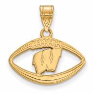 Wisconsin Badgers Sterling Silver Gold Plated Football Pendant