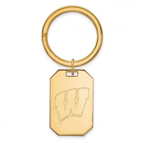 Wisconsin Badgers Sterling Silver Gold Plated Key Chain