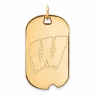 Wisconsin Badgers Sterling Silver Gold Plated Large Dog Tag