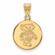 Wisconsin Badgers Sterling Silver Gold Plated Medium Disc Pendant