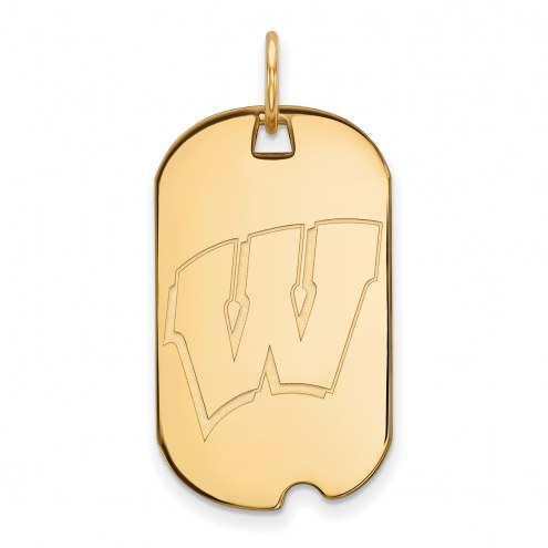Wisconsin Badgers Sterling Silver Gold Plated Small Dog Tag
